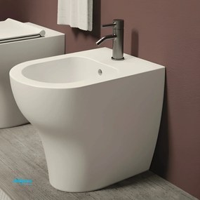 Alice Ceramica "Unica" Bidet Da Terra Filo Muro Bianco Lucido