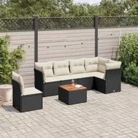 Set Divani da Giardino con Cuscini 7pz Nero Polyrattan 3223662