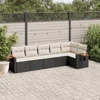 Set Divano da Giardino 6 pz con Cuscini Nero in Polyrattan 3226826