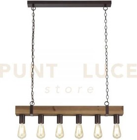 Lampadario a sospensione texas legno antichizzato e metallo marrone...