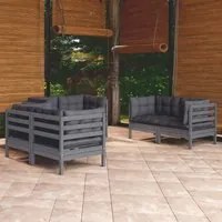 Set Divani da Giardino 6 pz con Cuscini Legno di Pino cod mxl 42596