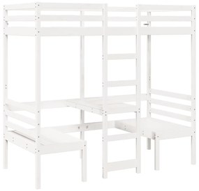 Giroletto soppalco con scrivania e sedie bianco 75x190cm pino