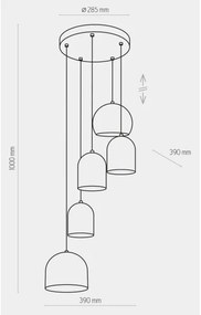 Lampadario a sospensione con filo TEMPRE 5xE27/15W/230V bianco/grigio/nero