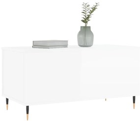 Tavolino salotto bianco lucido 90x44,5x45 cm legno multistrato