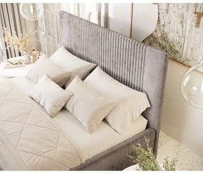 Letto matrimoniale imbottito beige con contenitore con rete inclusa 140x200 cm Etero – Maison de Rêve