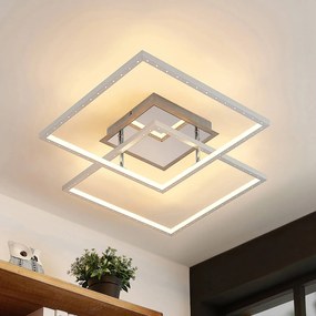 Plafoniera a LED Liyana Lindby, dimmerabile, Cromo / Argento, Soggiorno / Sala da pranzo, Metallo, Moderno, Plafoniera LED