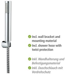 Soffione doccia con tubo flessibile in argento lucido Basic Line - Wenko