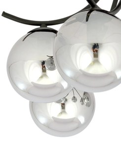 Lampadario da Soffitto in Acciaio e Vetro BOSTON 6 Nero 6xE14