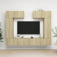 Set Porta TV 6 pz Rovere Sonoma in Truciolato 3079014