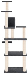 Albero per gatti con tiragraffi in sisal grigio scuro 153 cm