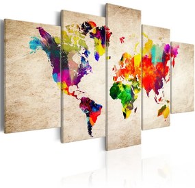 Quadro  World Map: Abstract Fantasy  Colore Beige, Dimensioni e Misure 100x50