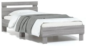 Giroletto con Testiera Grigio Sonoma 75x190cm Legno Multistrato