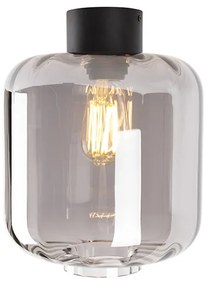 Plafoniera di design nera con vetro fumé - Qara