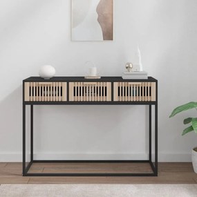 Tavolino Consolle Nero 105x30x75 Cm Legno Multistrato E Ferro /