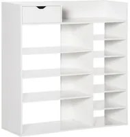 EASYCOMFORT Mobile Scarpiera Salvaspazio con Ripiani e Cassetto per 12 Scarpe, 88x30x93cm, Bianco