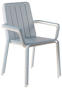 Sedia da giardino con braccioli Idaho NATERIAL, struttura in alluminio blu, seduta in alluminio azzurro