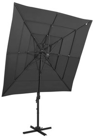 Ombrellone A 4 Livelli Palo İn Alluminio 250x250 Cm Antracite /