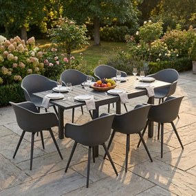 JERRI - set tavolo in alluminio cm 90/180 x 90 x 75 h con 8 Poltrone Dynamo