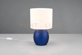 Vela lampada da tavolo base vetro blu con paralume bianco h. 29cm 1...