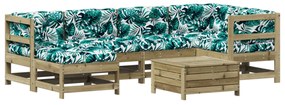 Set divani da giardino 7pz con cuscini legno impregnato di pino