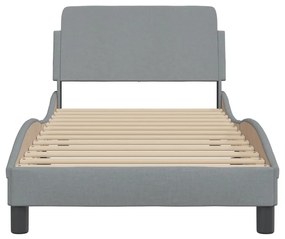 Giroletto con testiera grigio chiaro 90x200 cm in tessuto