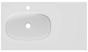 Lavabo a incasso rettangolare vasca a sinistra Modern L 46.0 x H 14.3 x P 81.0 cm in composito minerale di resina gelificata bianco opaco