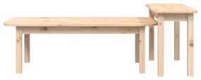 Set tavolini da salotto 2 pz in legno massello di pino
