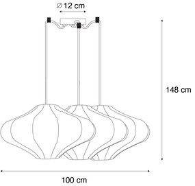 Lampada a sospensione smart bianca 50cm 3 luci incl. 3 Wifi G95 - Plu