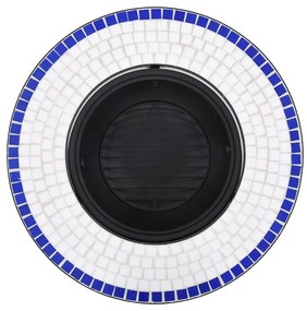 Braciere a Mosaico Blu e Bianco 68 cm in Ceramica