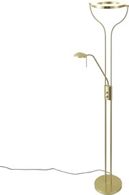 Lampada da terra moderna oro con braccio da lettura incl. LED e dimmer - Divo