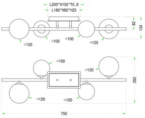 Wofi 7014-401W - Lampadario a plafone LED VILLA 4xG9/3W/230V oro