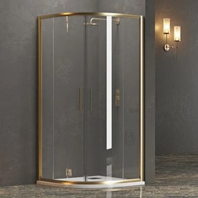 Box doccia semicircolare 90x90 finitura oro opaca KE-2000R - KAMALU