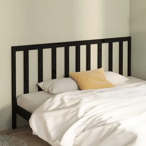 Testiera Per Letto Nera 206x4x100 Cm İn Legno Massello Di Pino /