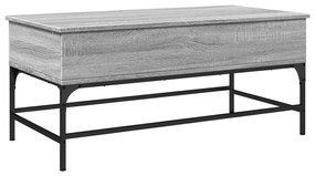 Tavolino grigio sonoma 100x50x45 cm legno multistrato e metallo