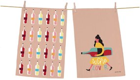 Set di 2 asciugamani da cucina in cotone, 70 x 50 cm Wine Lover - Butter Kings