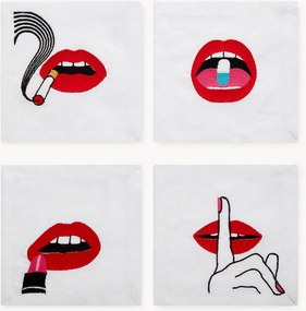Set di 4 tovaglioli in lino Lips