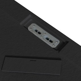 Piatto doccia SANYCCES in resina Siena nero L 80 x L 140 cm opaco effetto pietra