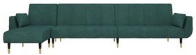 Divano letto a l verde scuro 275x140x70 cm in velluto