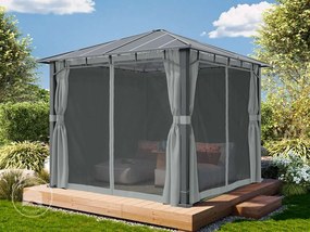 TOOLPORT Gazebo da giardino 3x3m, Hardtop, 4 teli laterali, mid grey - (300674)