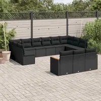 Set Divani da Giardino 13pz con Cuscini Nero in Polyrattan 3226454