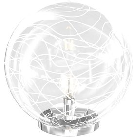 Lampada Scrivania Contemporanea Moon Metallo Cromo Vetro Bianco 1 Luce E27 30Cm