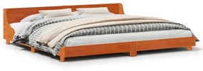 Letto Senza Materasso Marrone Cera 200x200 Cm İn Legno Di Pino /