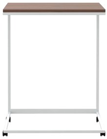 Tavolino con ruote bianco 55x35x70 cm in legno multistrato