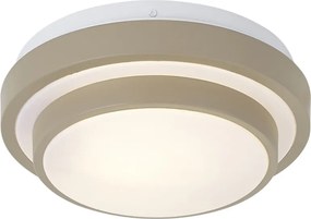 Plafoniera moderna color tortora con bianco 25cm IP44 - Walden