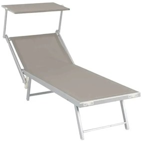 Lettino prendisole in alluminio richiudibile 189x72 cm – Colore tortora