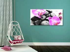 Quadro su tela – Magica armonia di pietre e orchidee