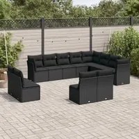 Set Divani da Giardino 12 pz con Cuscini Nero in Polyrattan 3250304