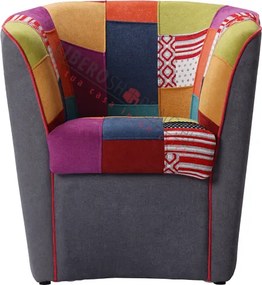 Poltrona da ufficio casa sala attesa in tessuto grigio scuro patchwork