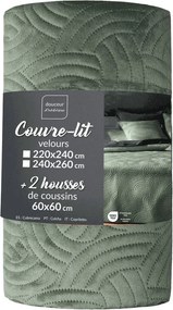 Set con copriletto e federa verde in velluto 240x260 cm Solange – douceur d'intérieur