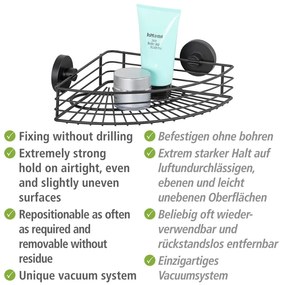 Mensola angolare nera per bagno Vacuum-Loc Bari - Wenko